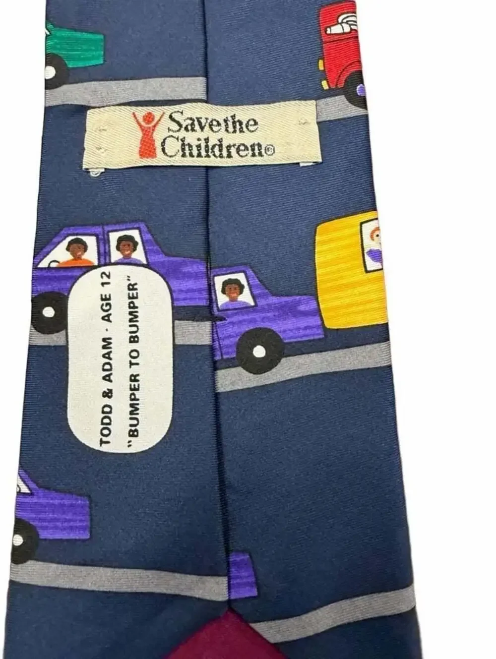 Save the Children Bumper to Bumper Todd & Adam School Bus Novelty Silk Necktie